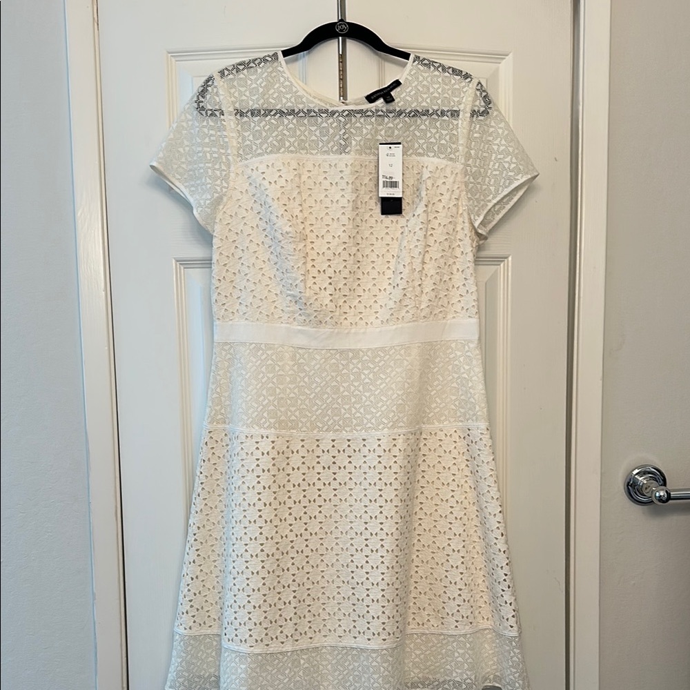 White Lace Short Sleeve Dress